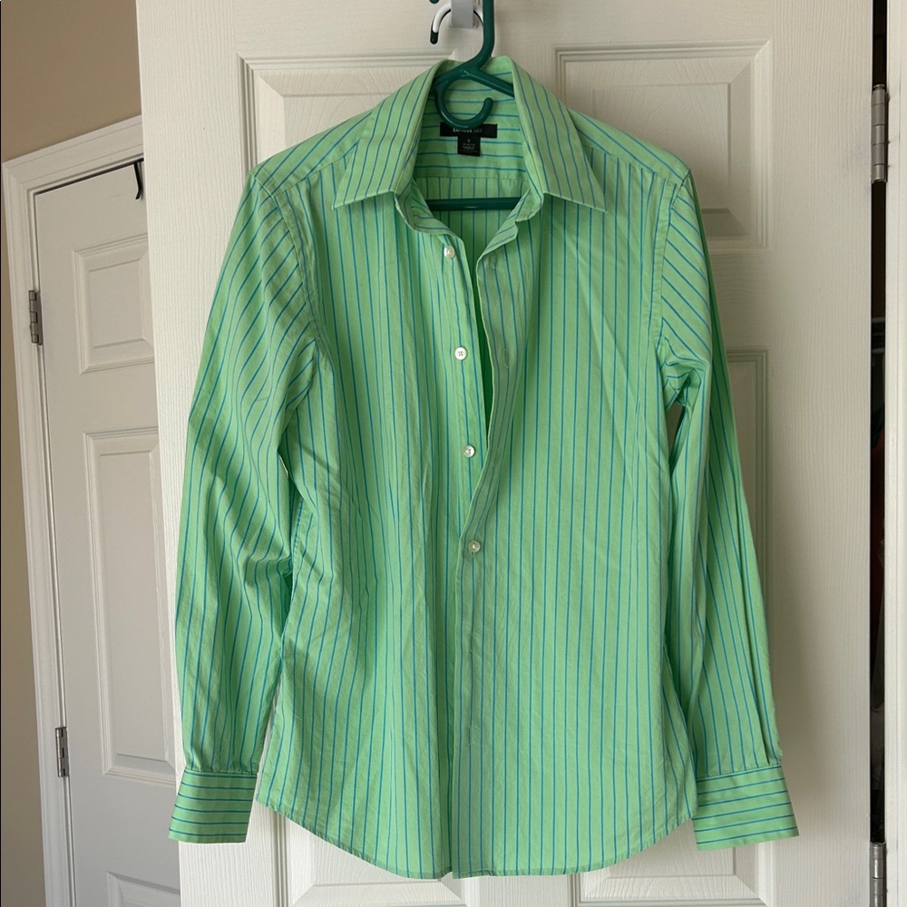 Express Light Green Striped Button Down Shirt